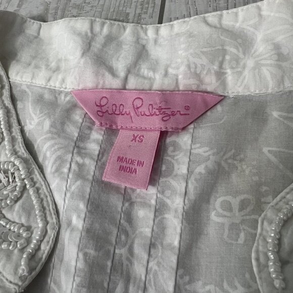 Lilly Pulitzer Sarasota Tunic Beaded Resort White - Picture 3 of 12